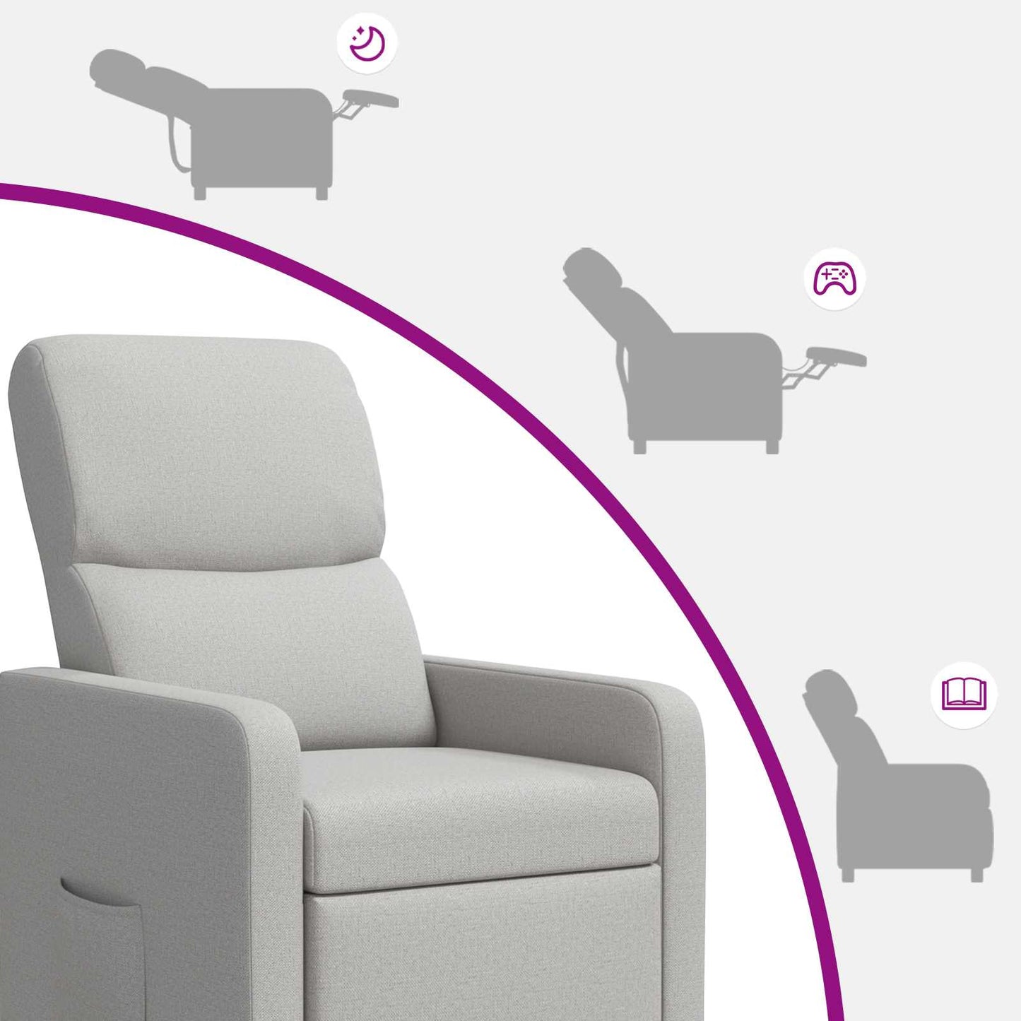 Massage Recliner Wolkengrijs Stof Wolkengrijze stof