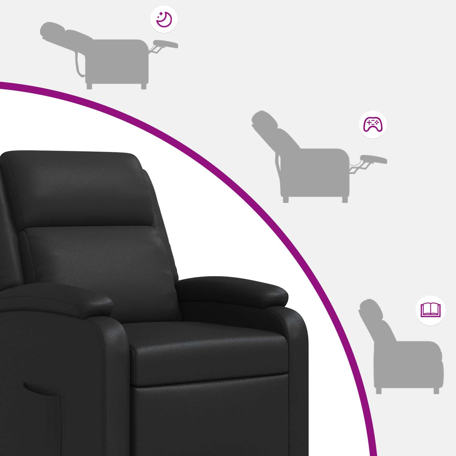 Relaxfauteuil Zwart Kunstleer