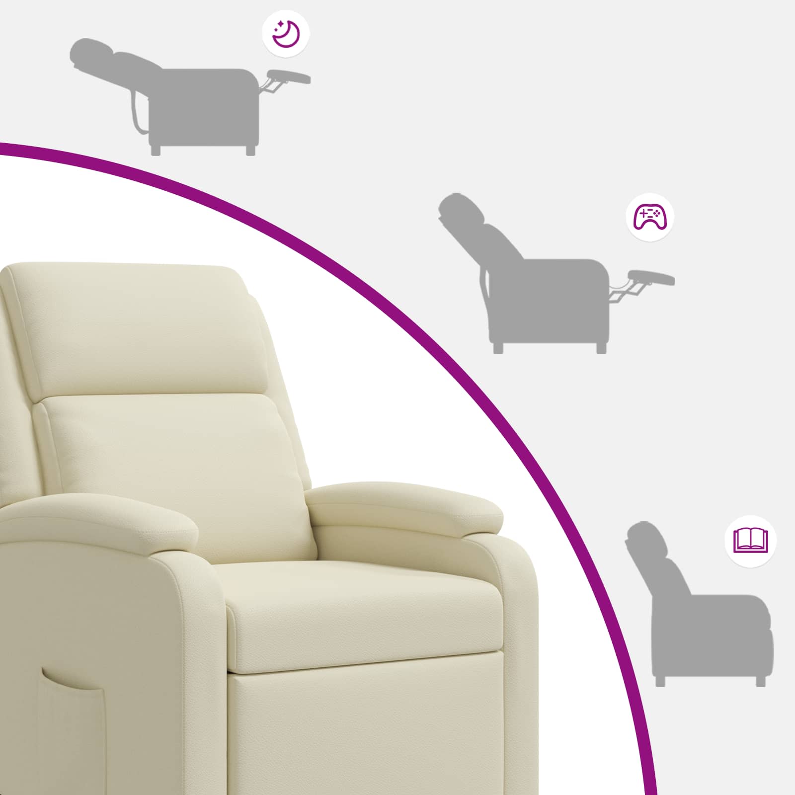 Relaxfauteuil Crèmekleurig Kunstleer