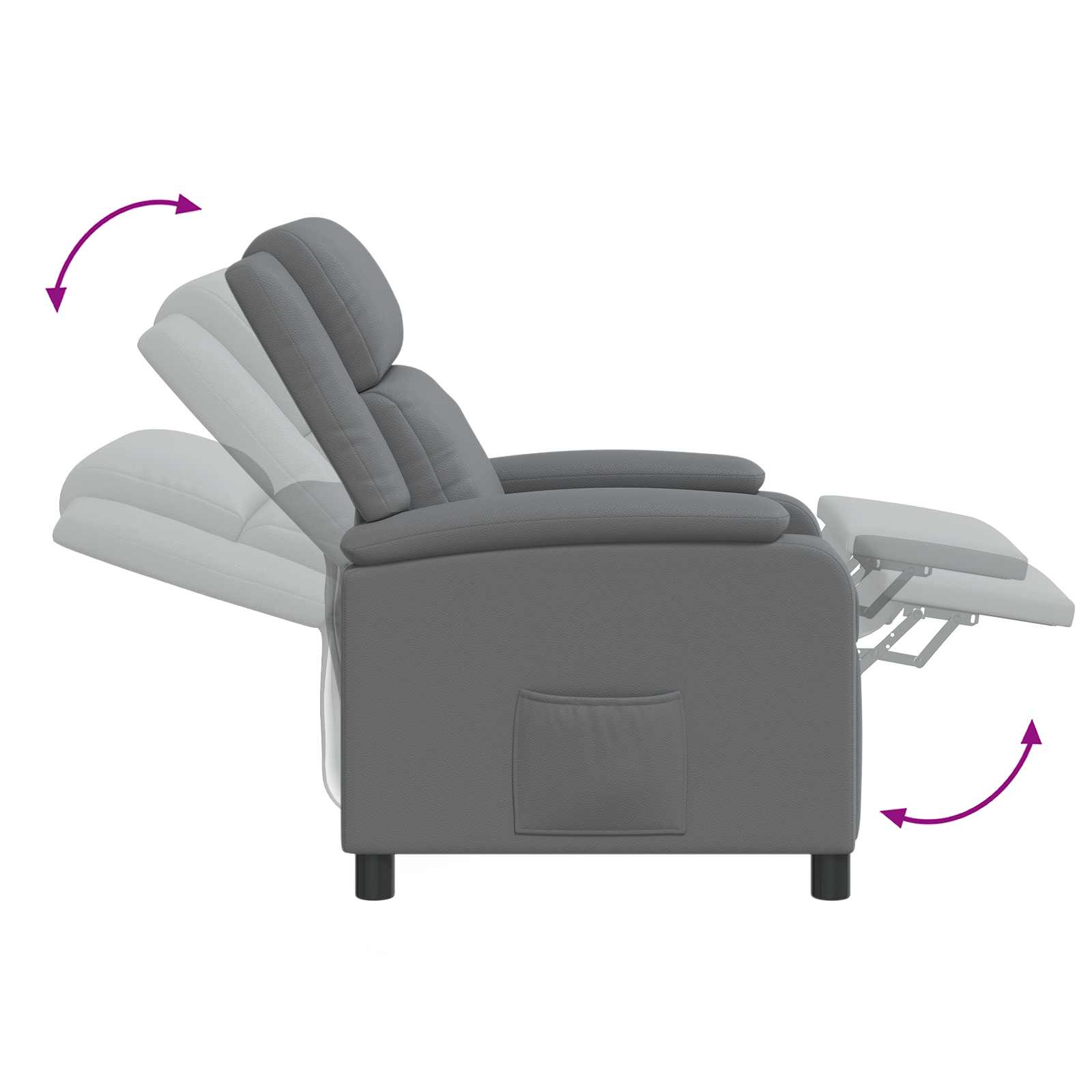 Relaxfauteuil Grijs Kunstleer