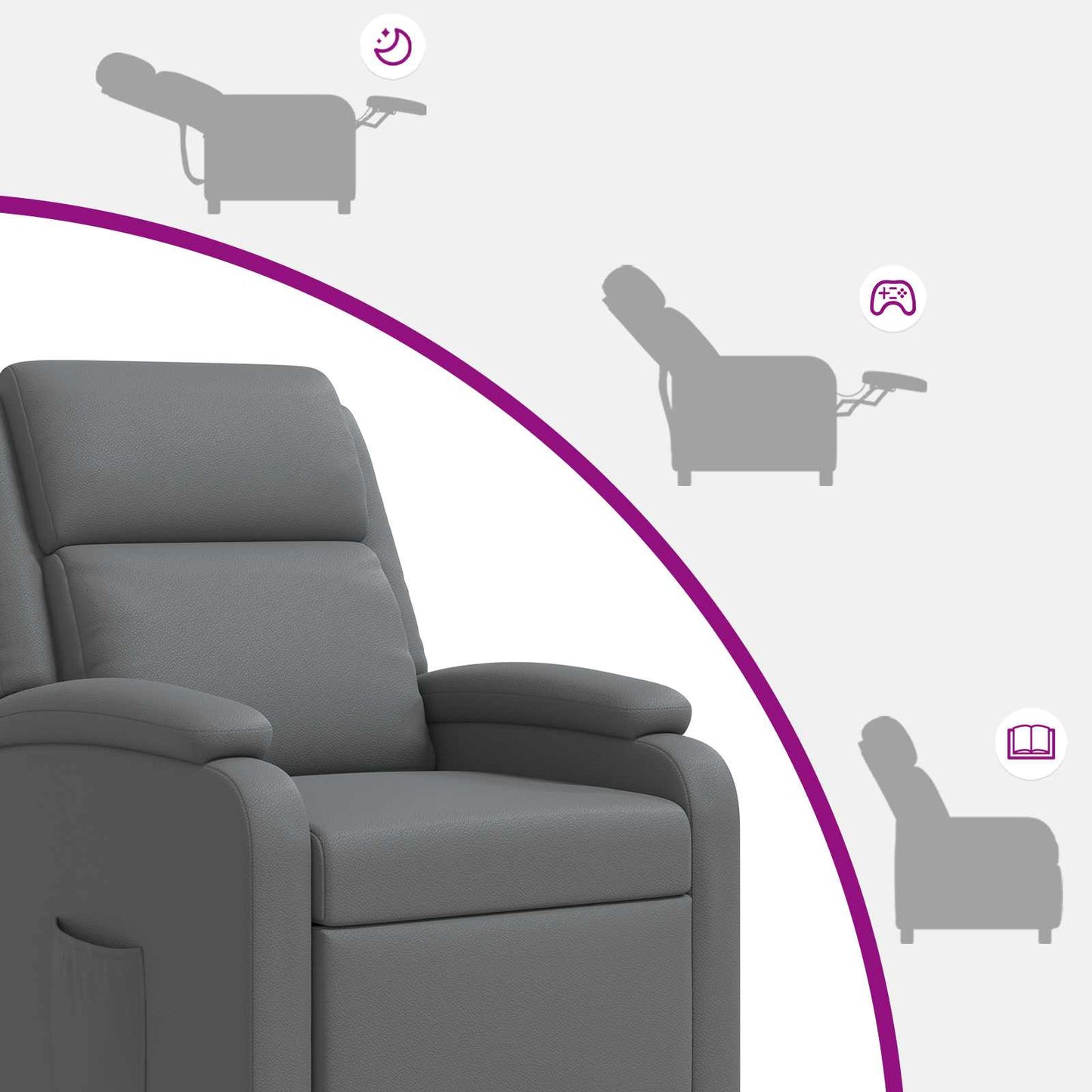 Relaxfauteuil Grijs Kunstleer