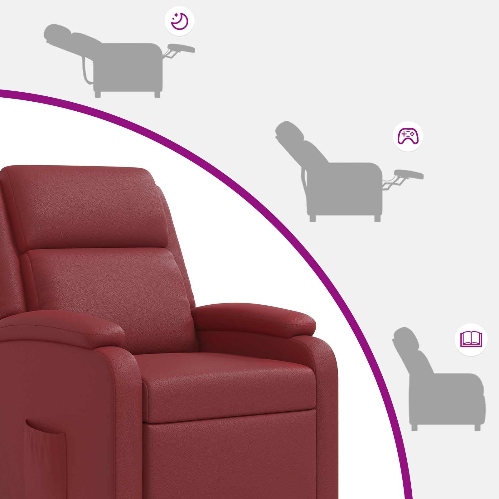 Relaxfauteuil Wijnrood Kunstleer