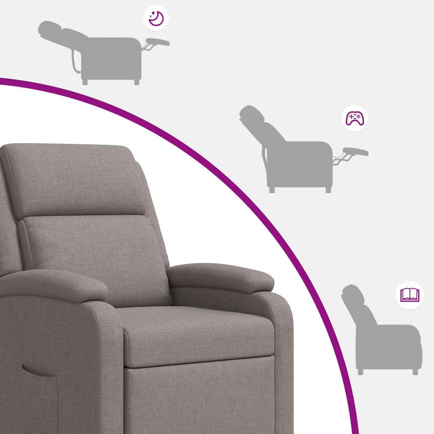 Relaxfauteuil Taupe Stof