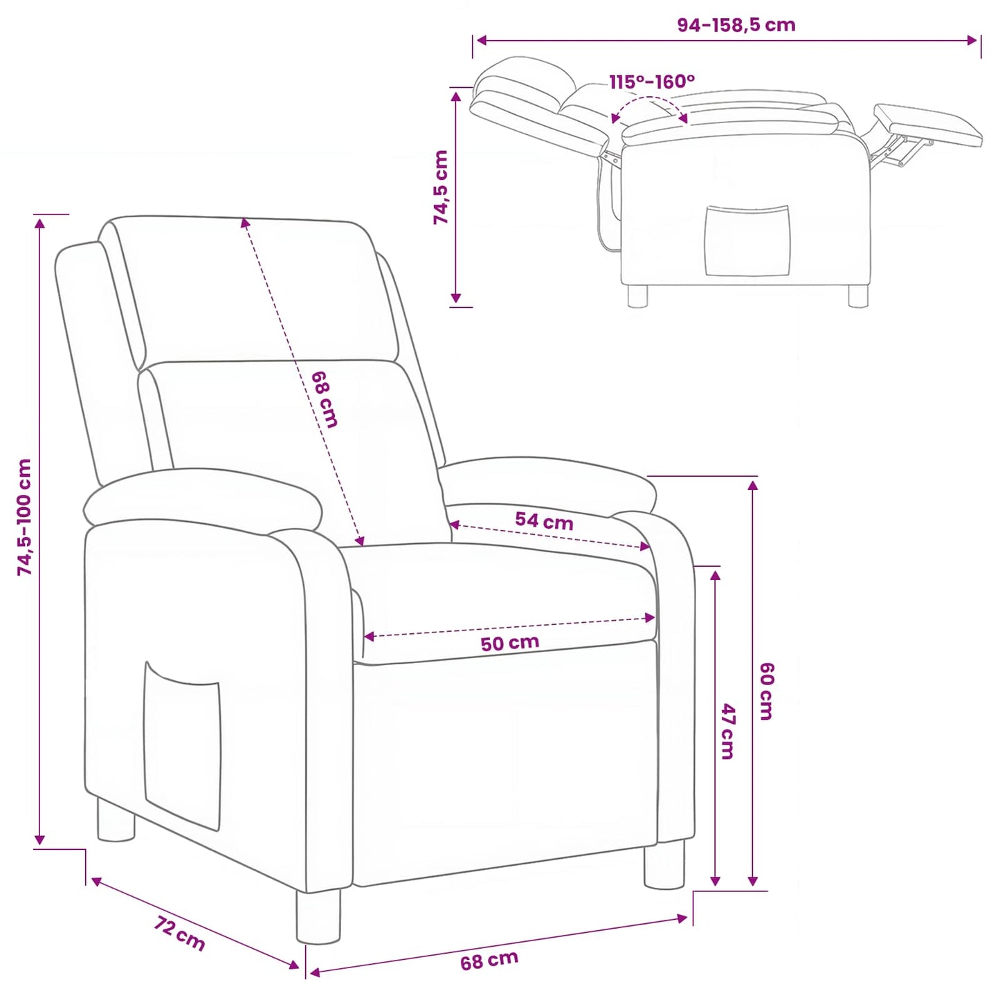 Relaxfauteuil Taupe Stof