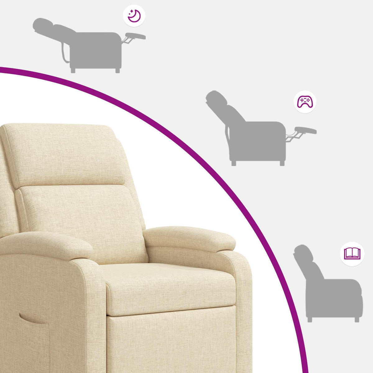 Relaxfauteuil Crèmekleurig Stof
