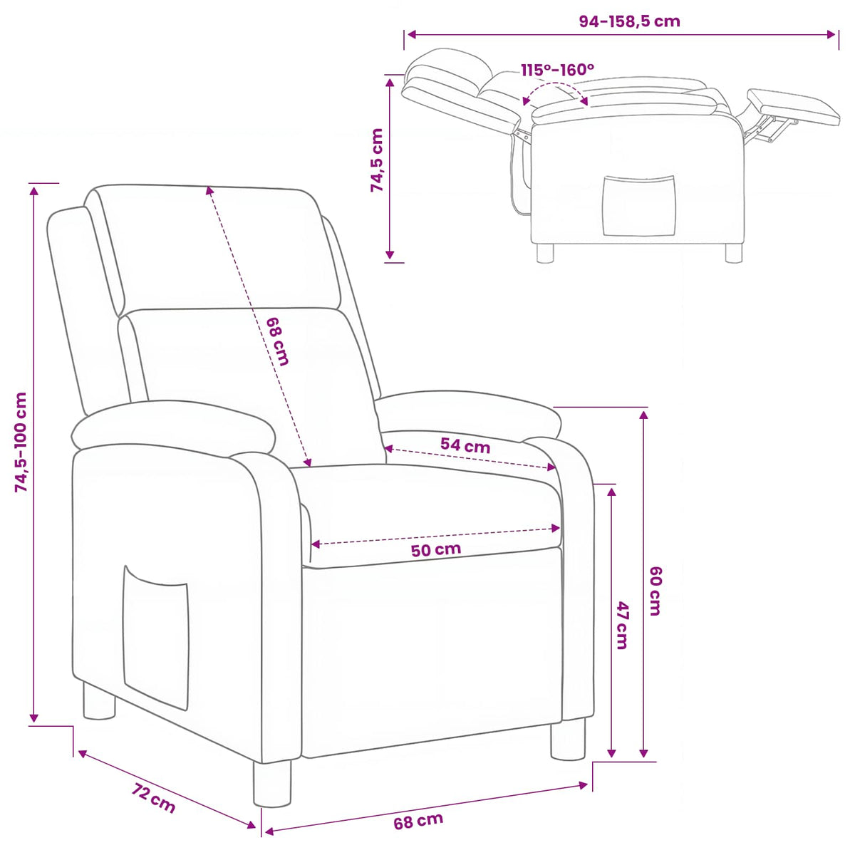 Relaxfauteuil Crèmekleurig Stof
