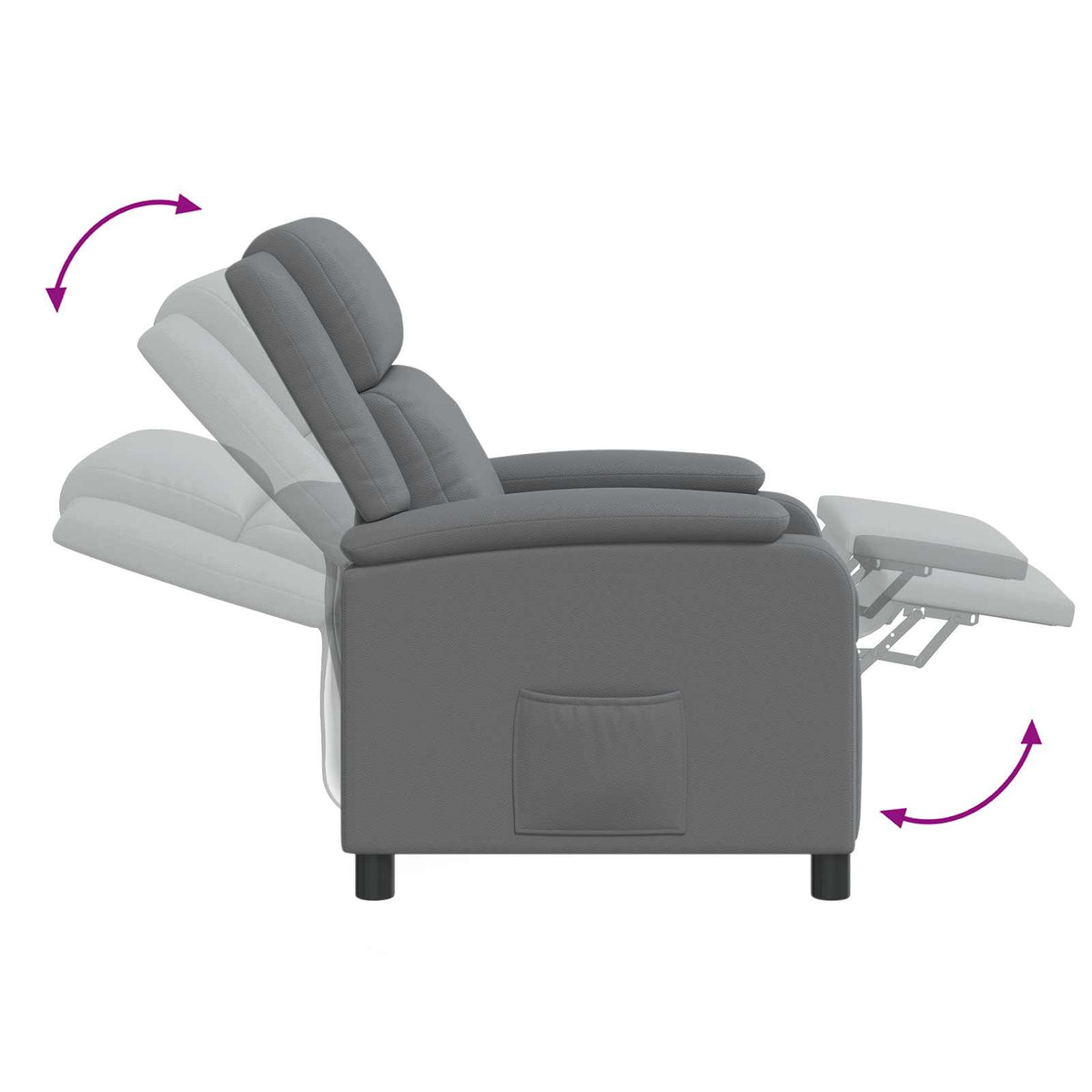 Massage Recliner Grijs Kunstleer