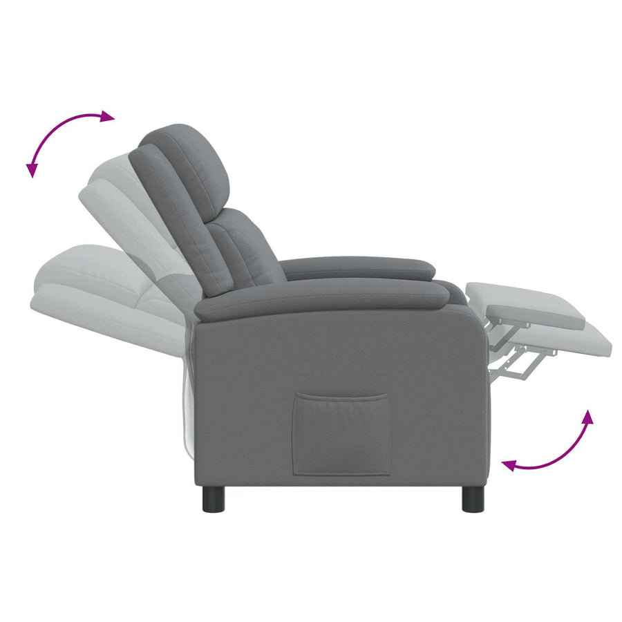 Massage Recliner Grijs Kunstleer