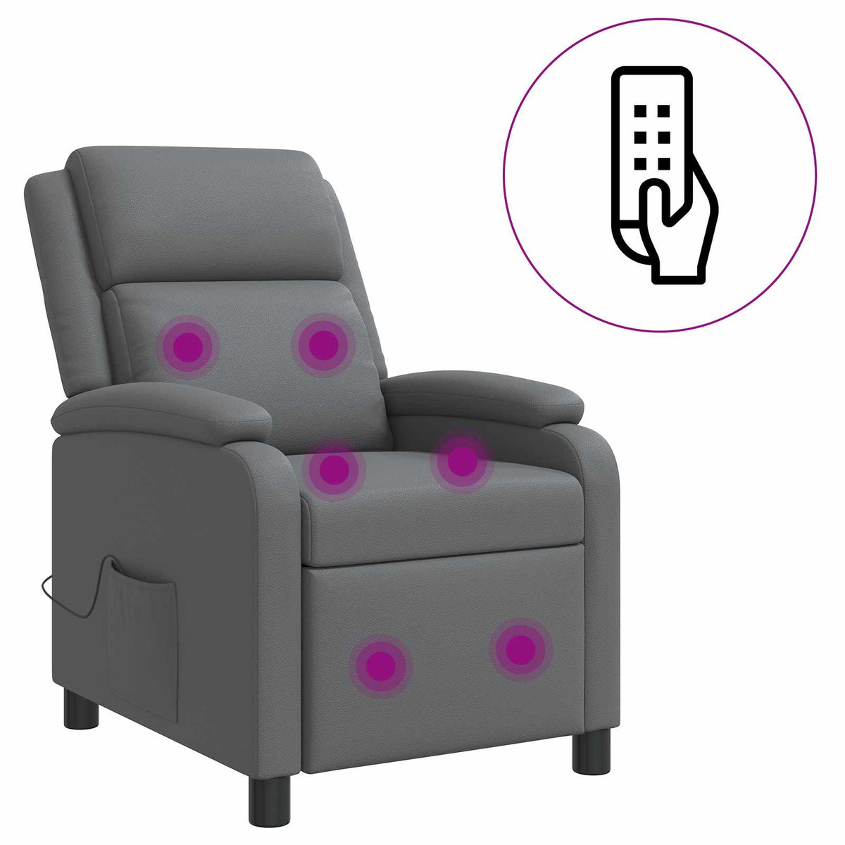 Massage Recliner Grijs Kunstleer