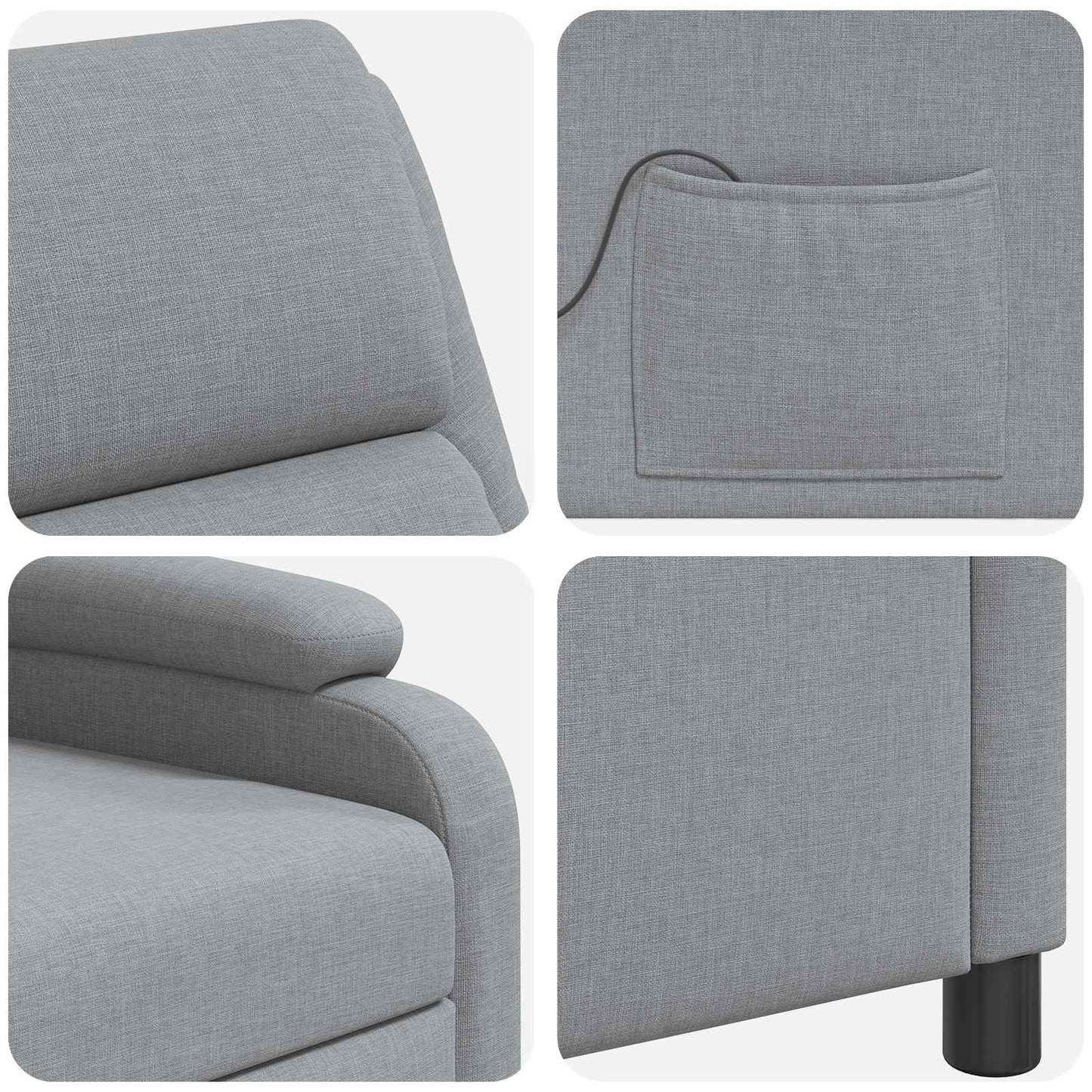 Massage Recliner Lichtgrijs Stof