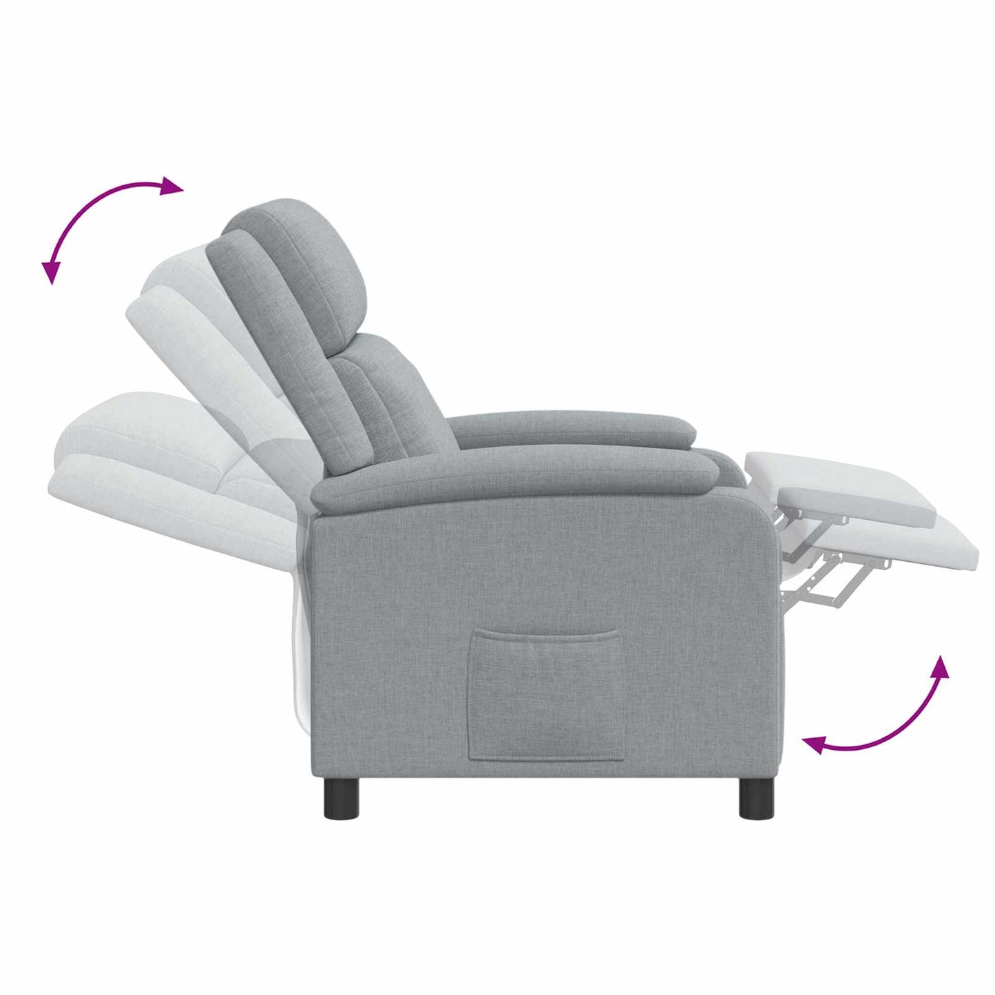Massage Recliner Lichtgrijs Stof
