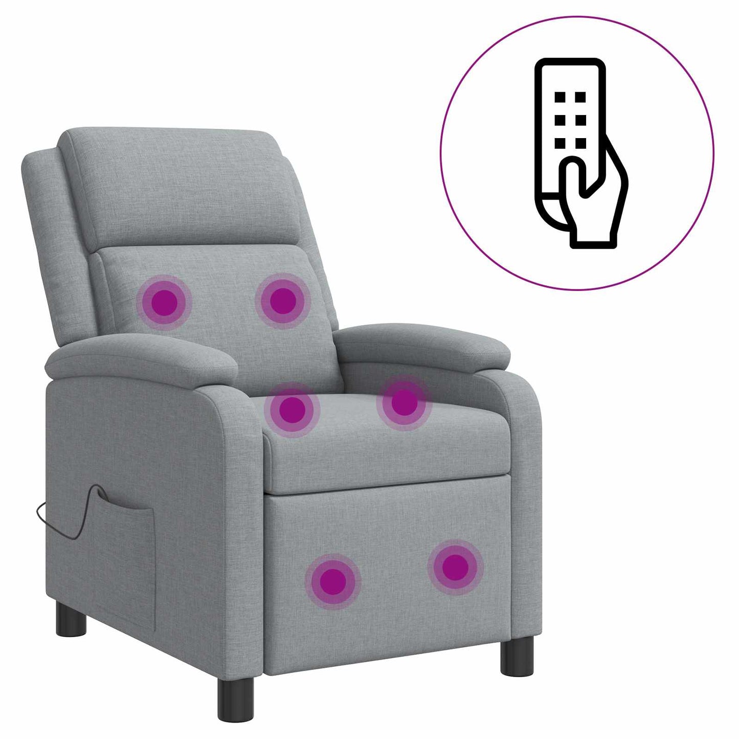 Massage Recliner Lichtgrijs Stof