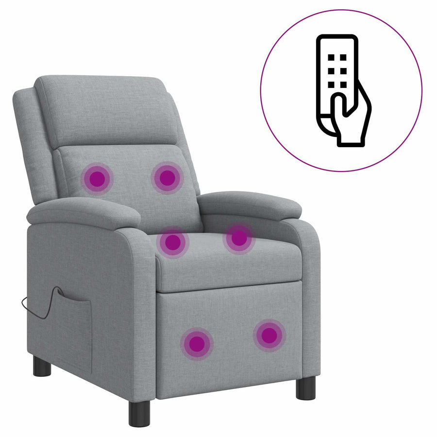 Massage Recliner Lichtgrijs Stof