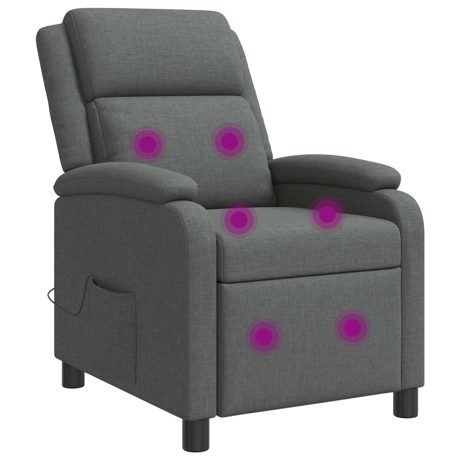 Massage Recliner Donkergrijs Stof