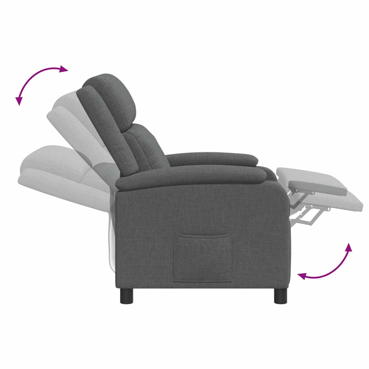 Massage Recliner Donkergrijs Stof