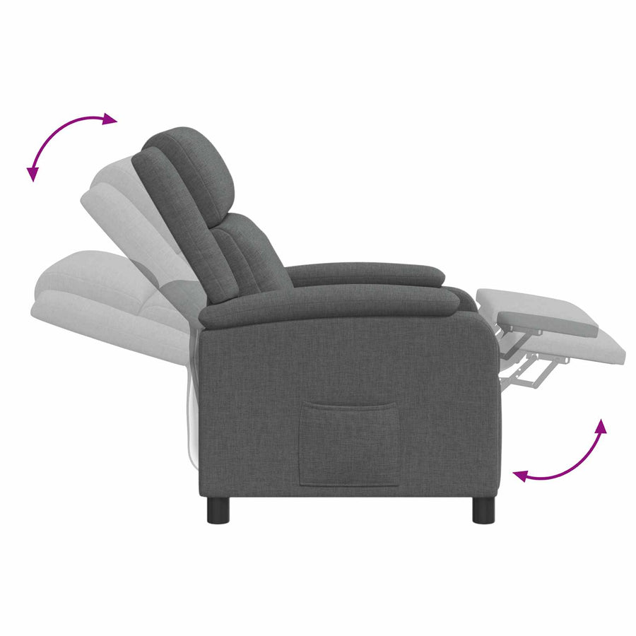 Massage Recliner Donkergrijs Stof