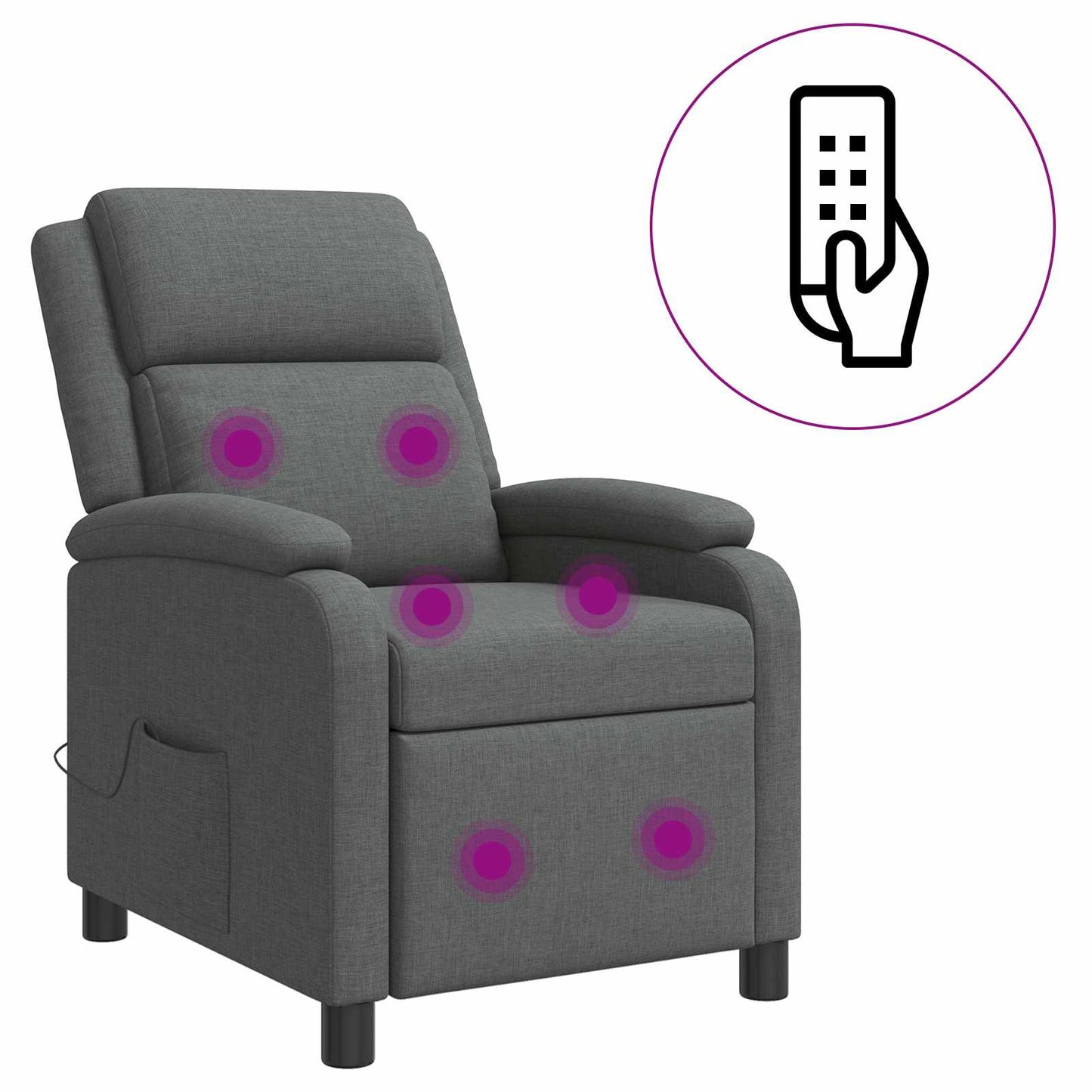 Massage Recliner Donkergrijs Stof