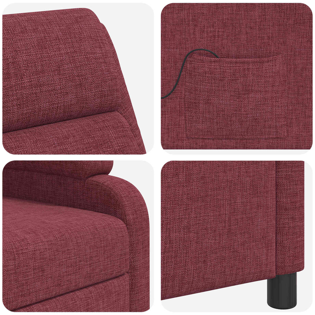Massage Recliner Wijnrood Stof
