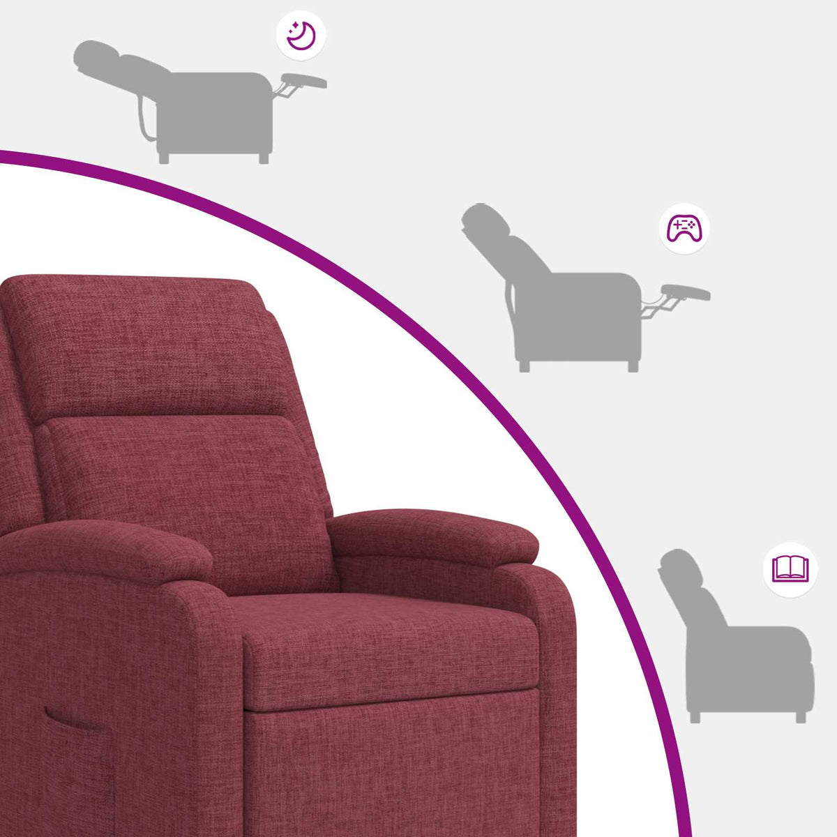 Massage Recliner Wijnrood Stof