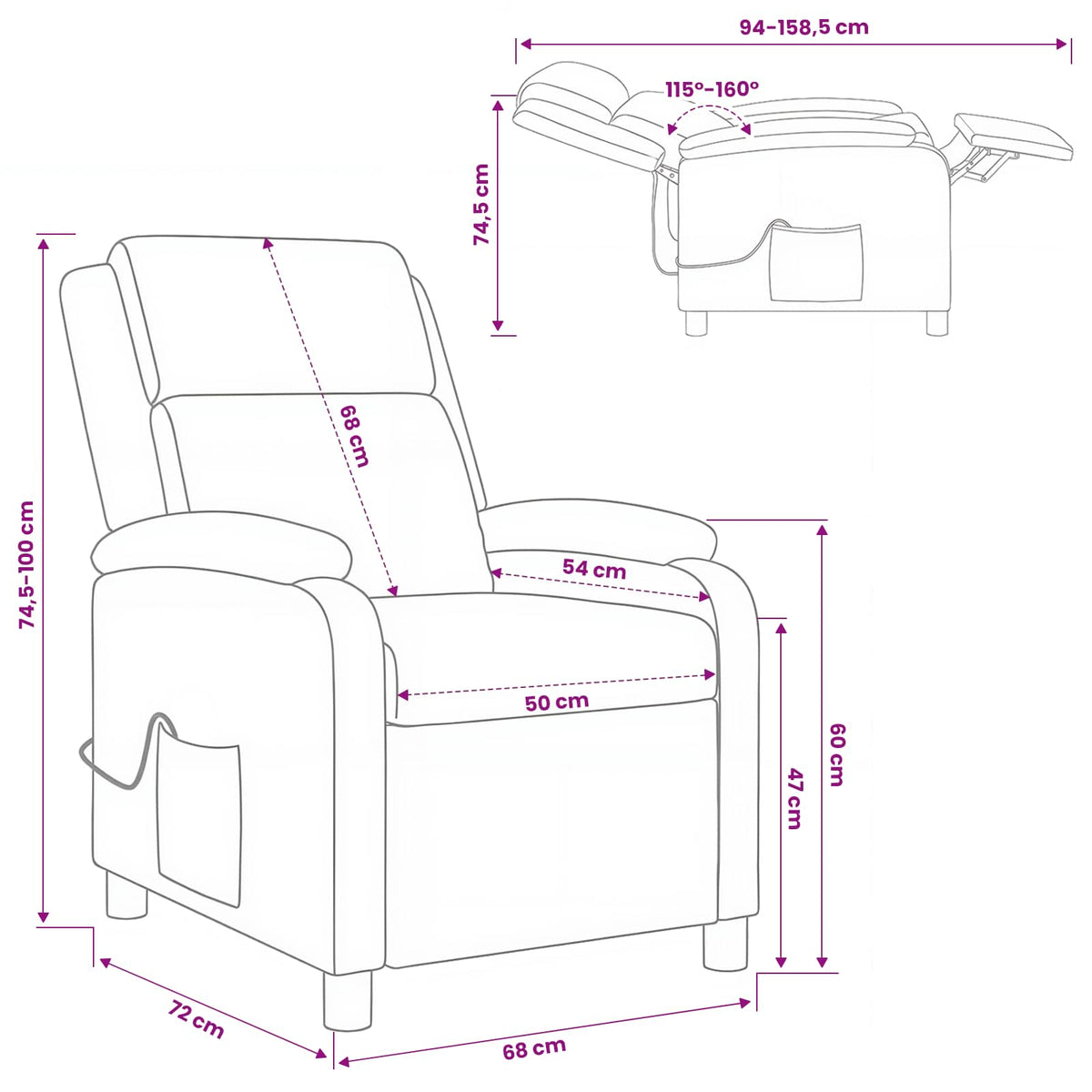 Massage Recliner Wijnrood Stof