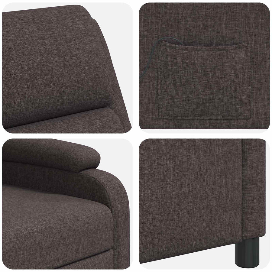 Massage Recliner Donkerbruin Stof