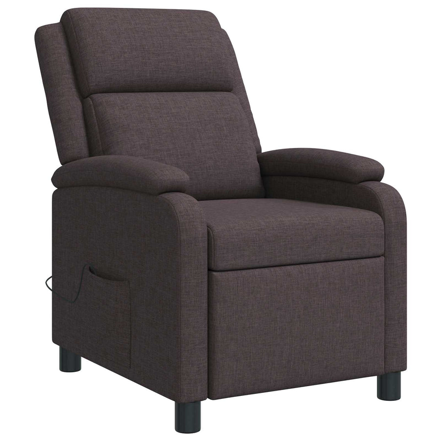 Massage Recliner Donkerbruin Stof