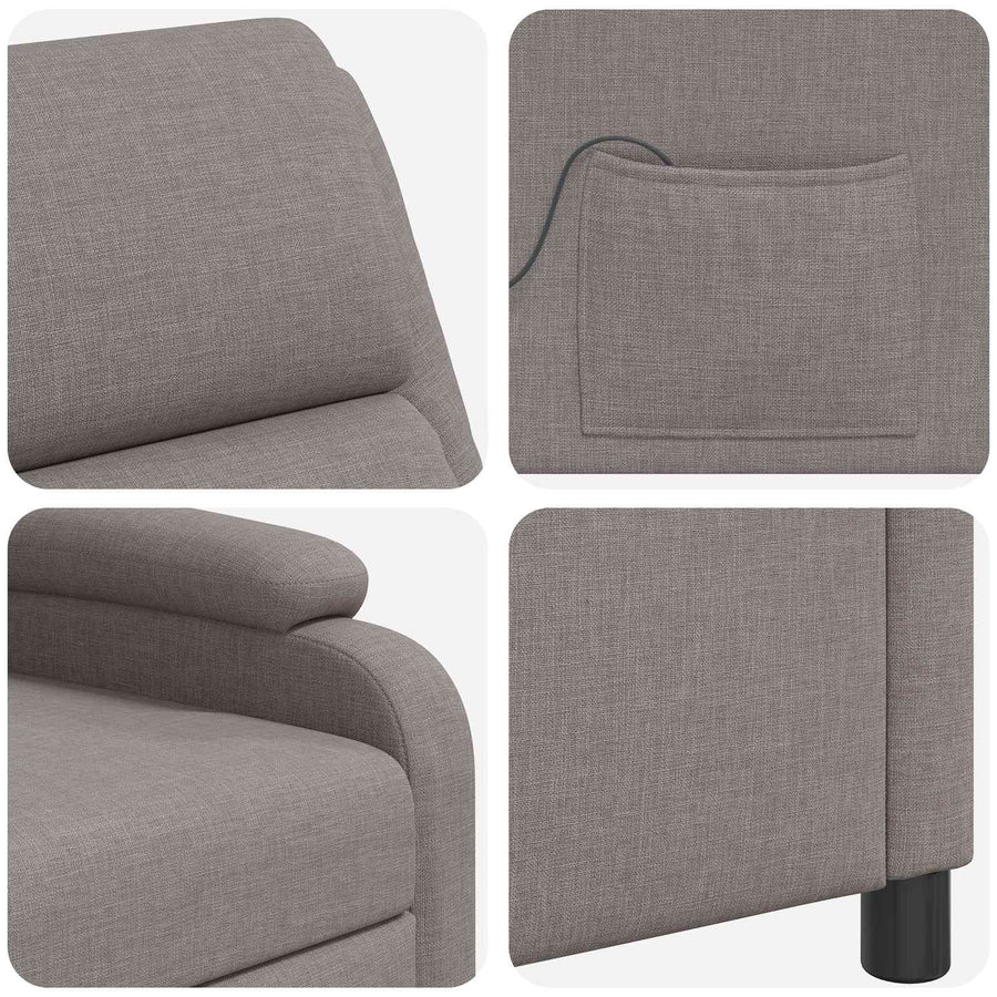 Massage Recliner Taupe Stof