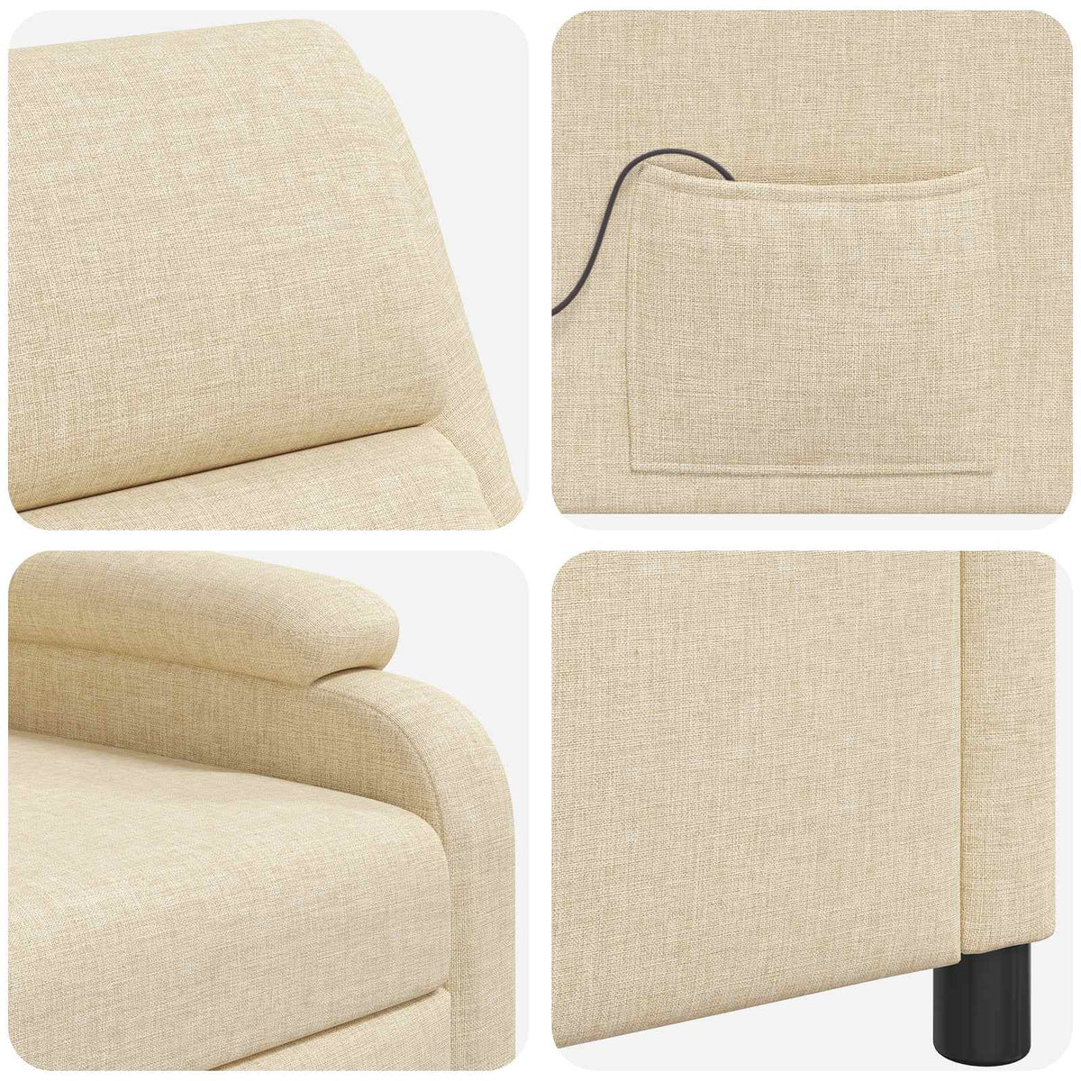 Massage Recliner Crèmekleurig Stof
