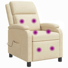Relaxfauteuil massage crèmekleurig stof
