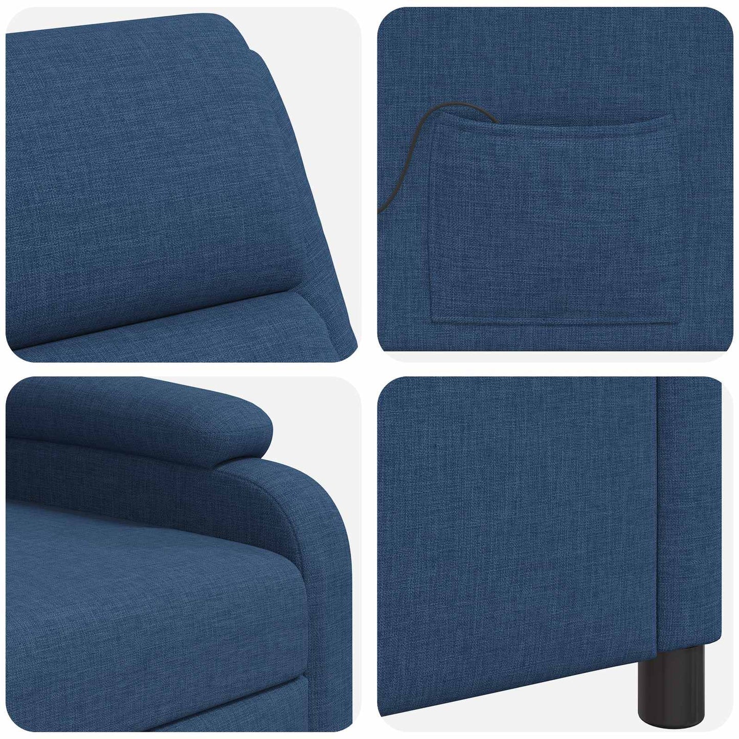 Massage Recliner Blauw Stof