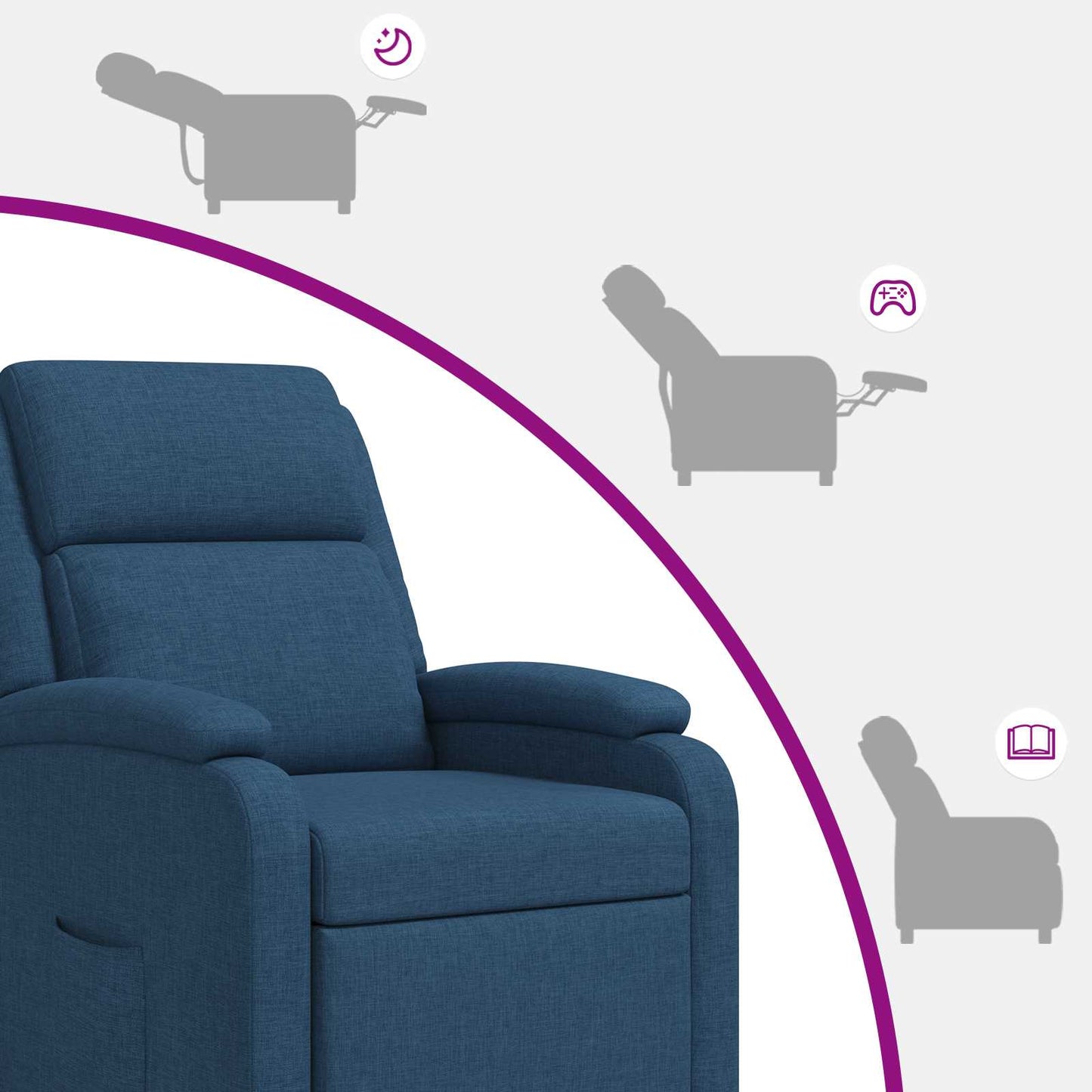 Massage Recliner Blauw Stof