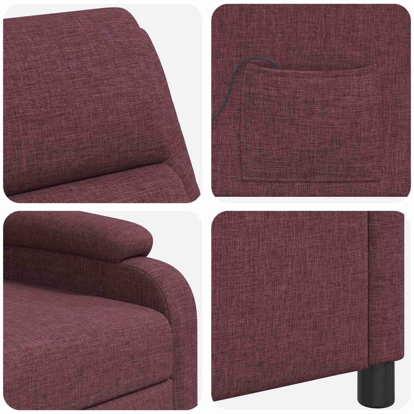 Massage Recliner Paars Stof