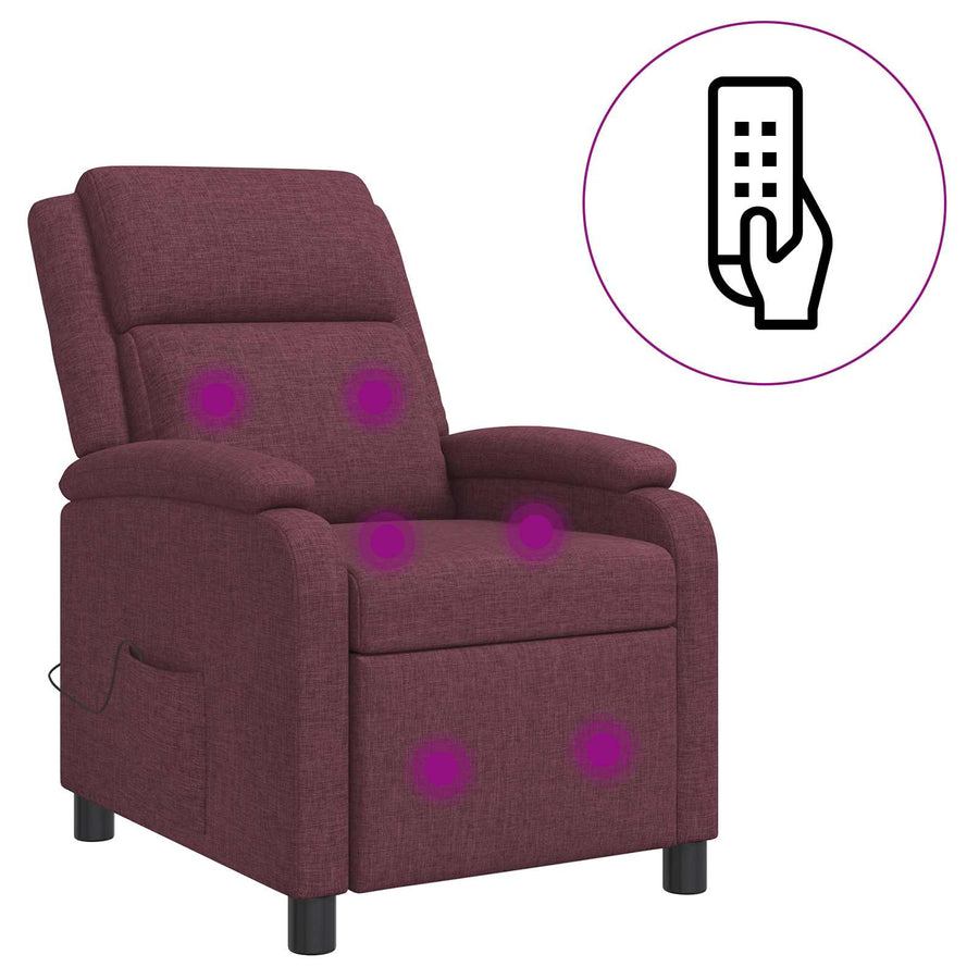 Massage Recliner Paars Stof