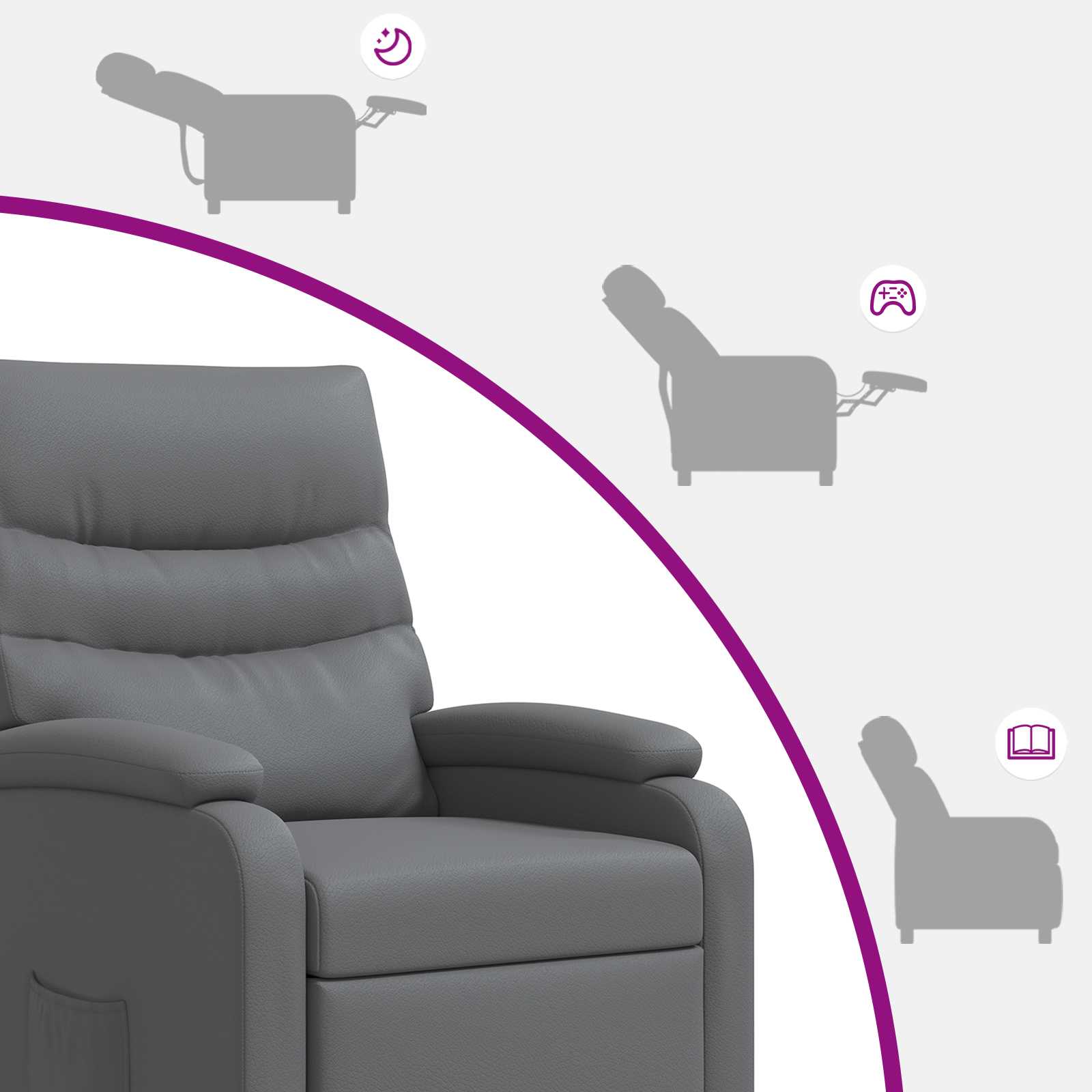 Relaxfauteuil Grijs Kunstleer