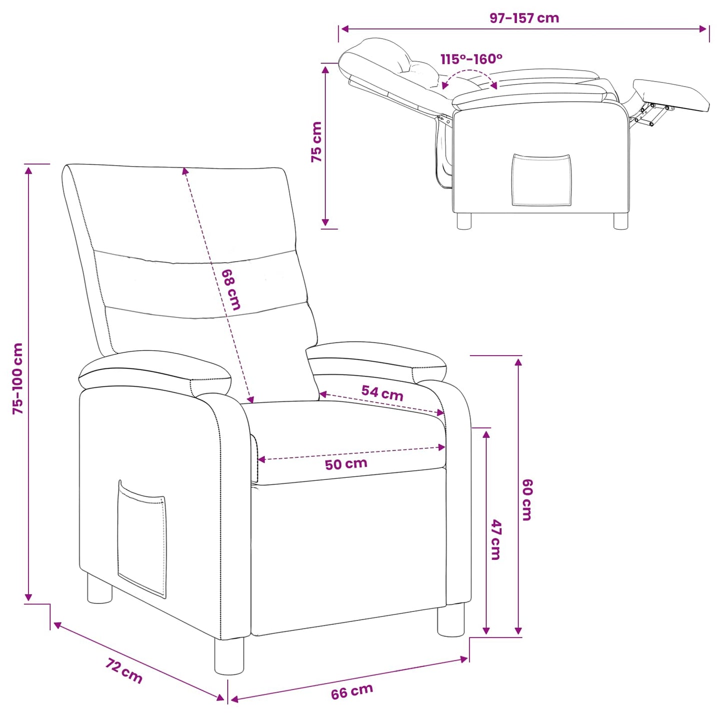 Relaxfauteuil Wit Kunstleer