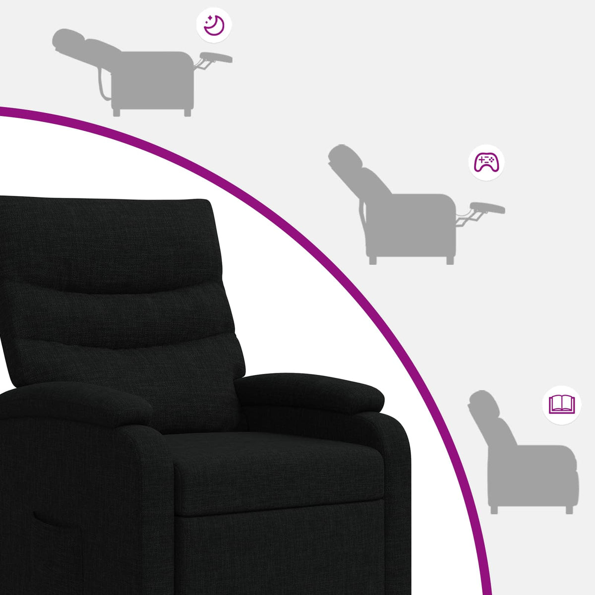 Relaxfauteuil Zwart Stof