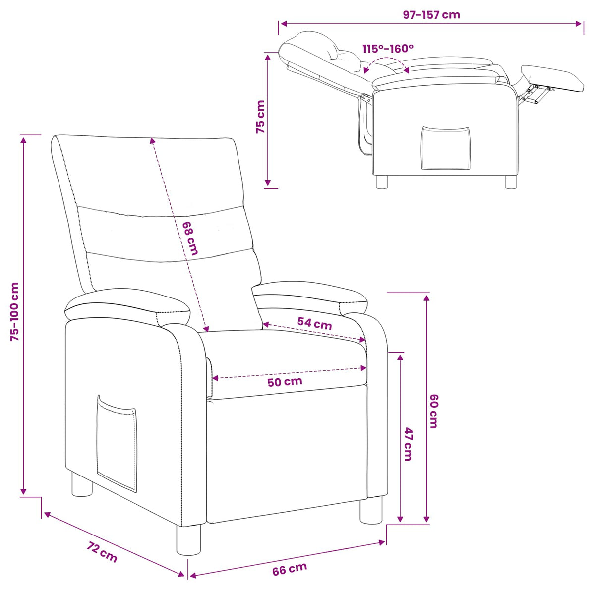 Relaxfauteuil Wijnrood Stof