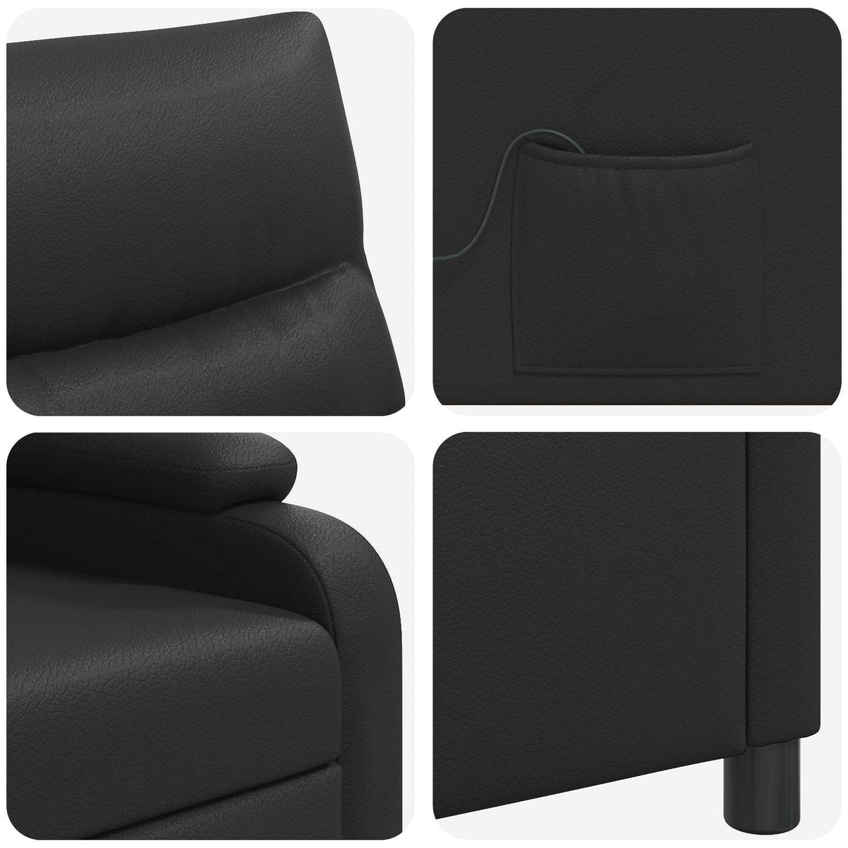 Massage Recliner Zwart Kunstleer