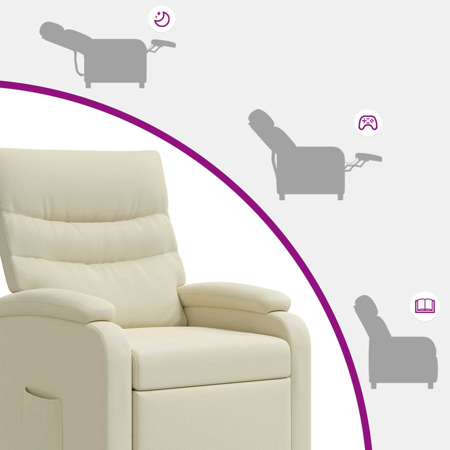 Massage Recliner Crèmekleurig Kunstleer