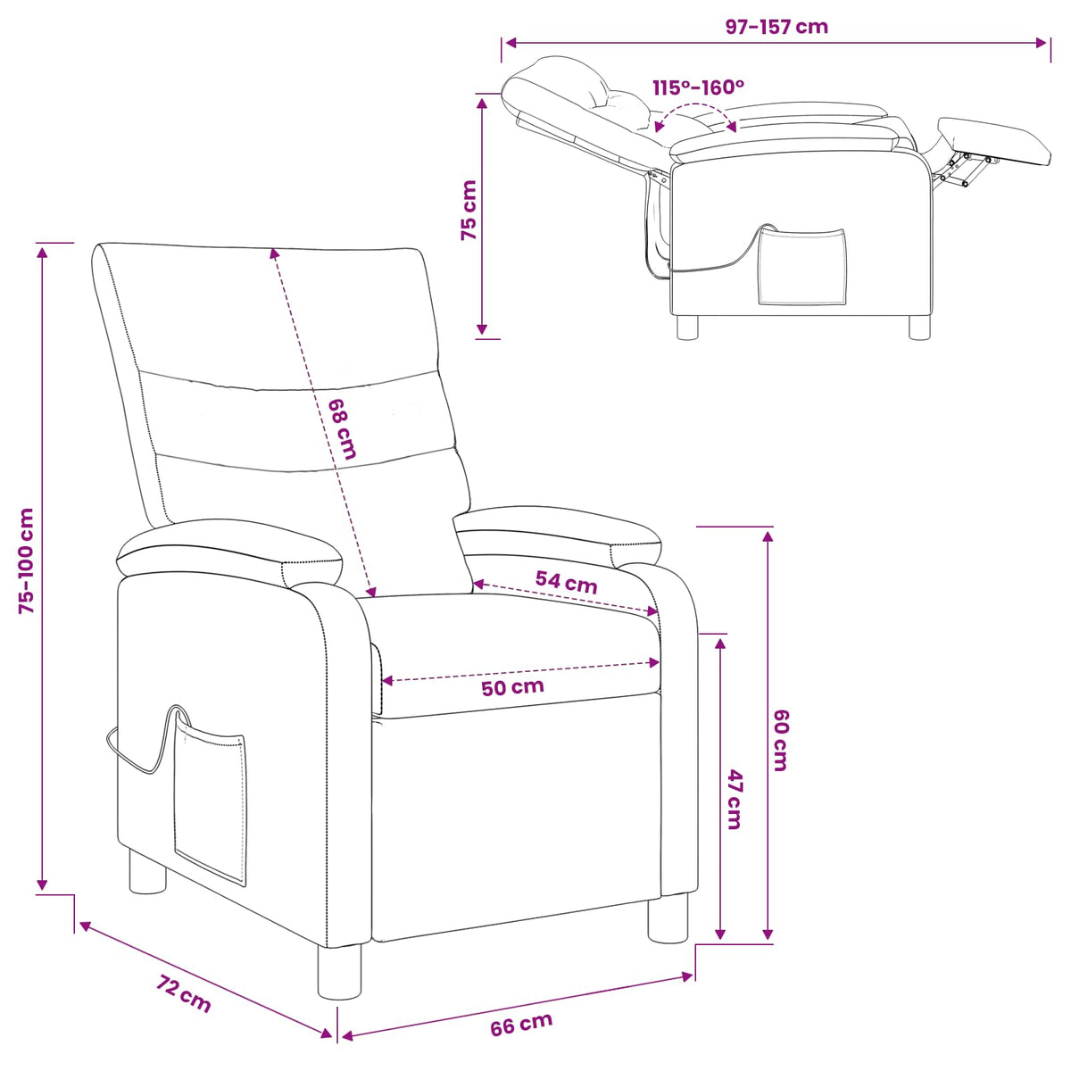 Massage Recliner Crèmekleurig Kunstleer