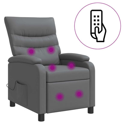 Massage Recliner Grijs Kunstleer