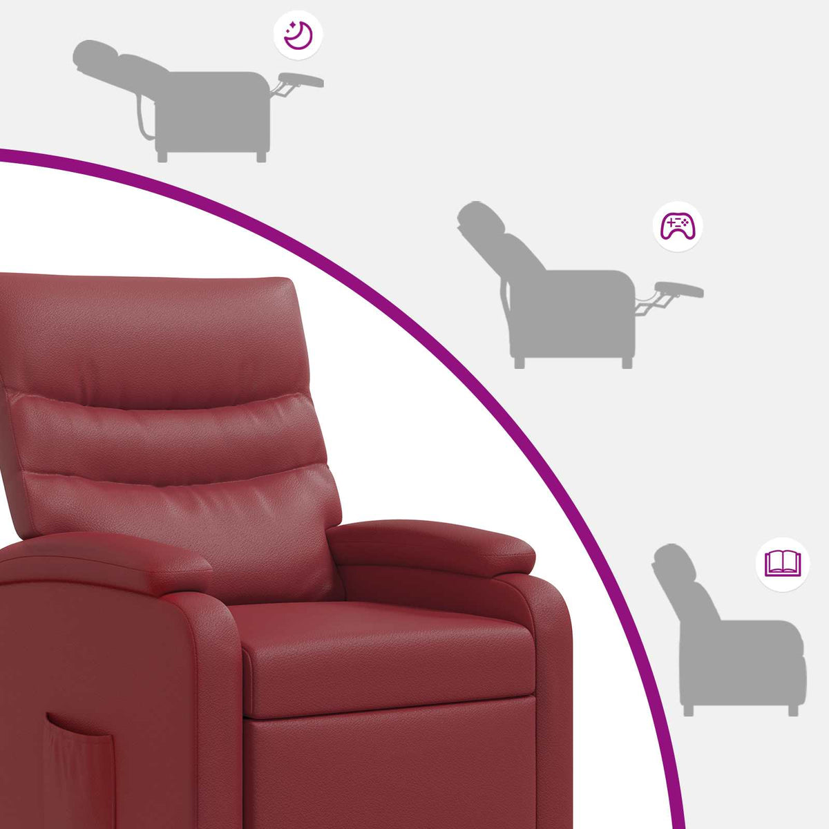 Massage Recliner Wijnrood Kunstleer