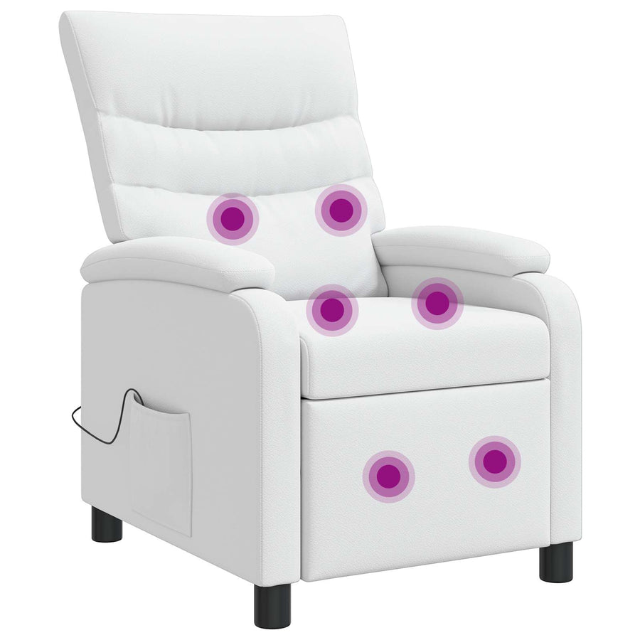 Massage Recliner Wit Kunstleer