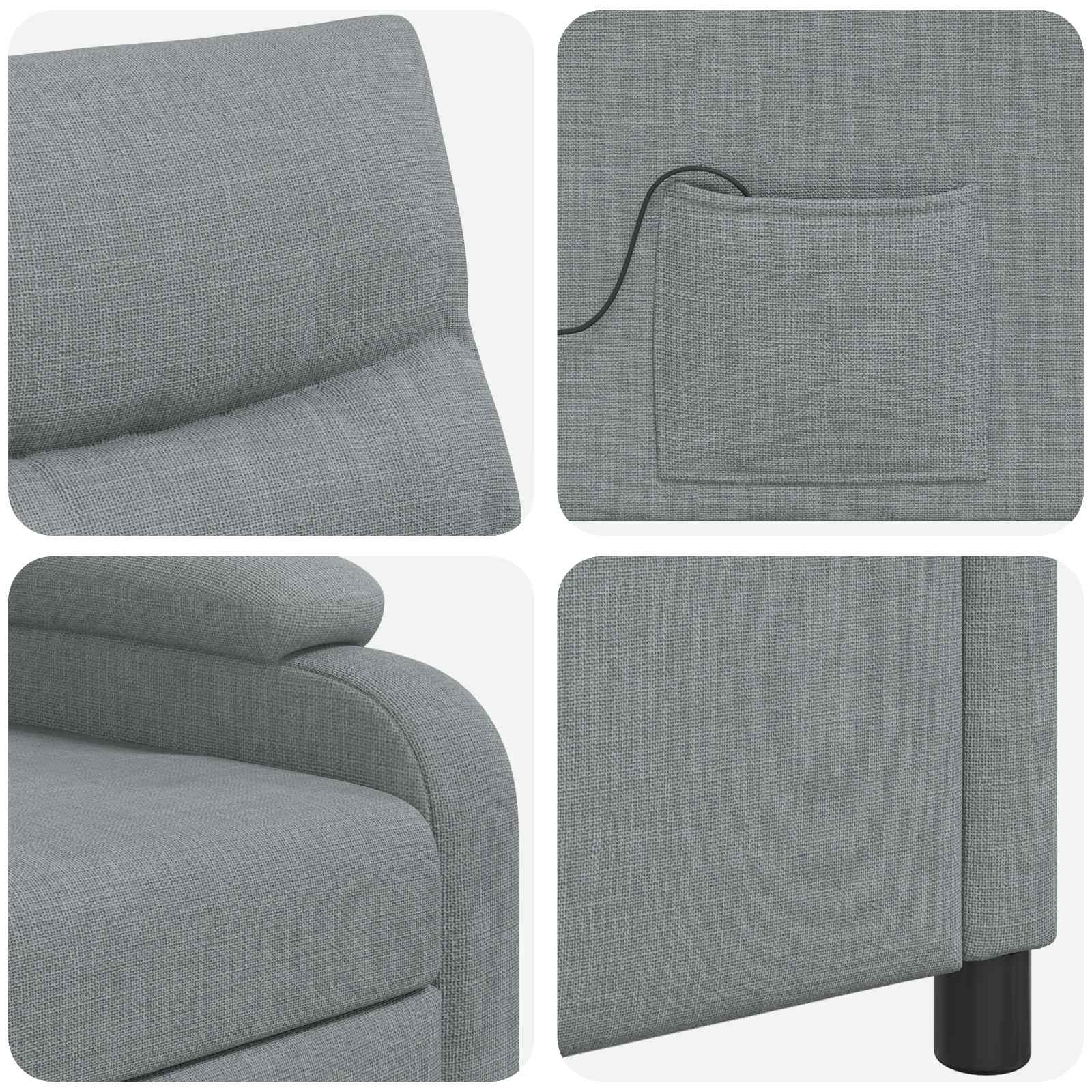 Massage Recliner Lichtgrijs Stof