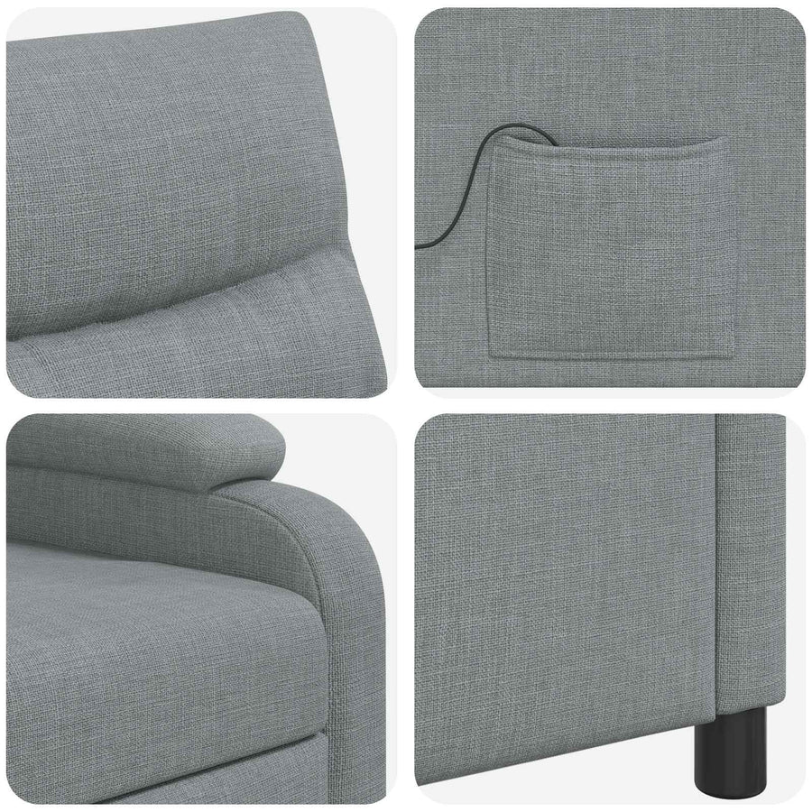Massage Recliner Lichtgrijs Stof