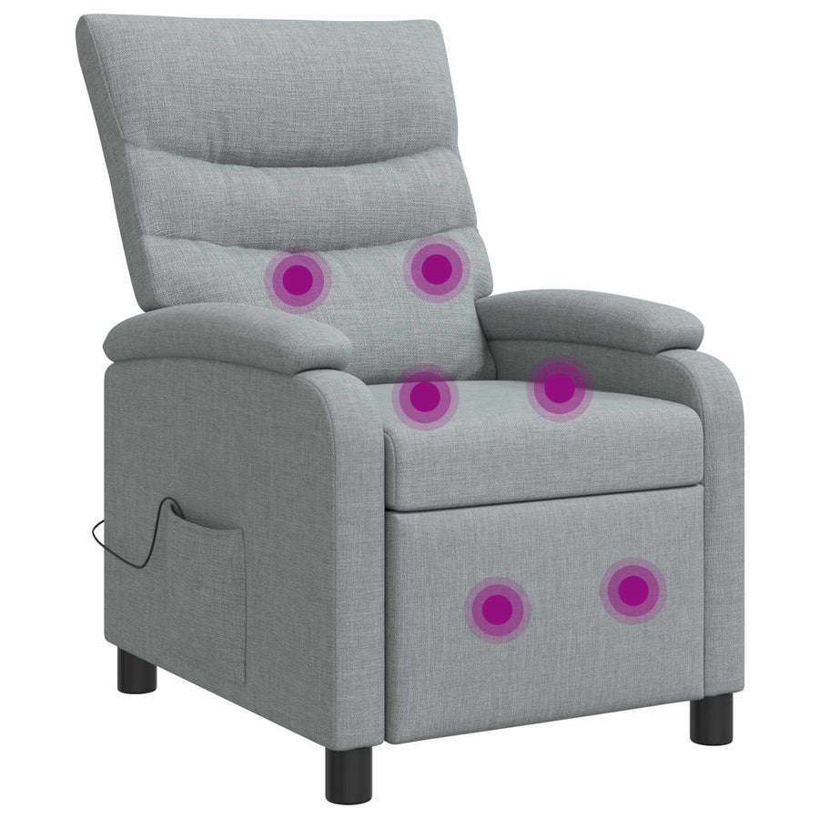 Massage Recliner Lichtgrijs Stof