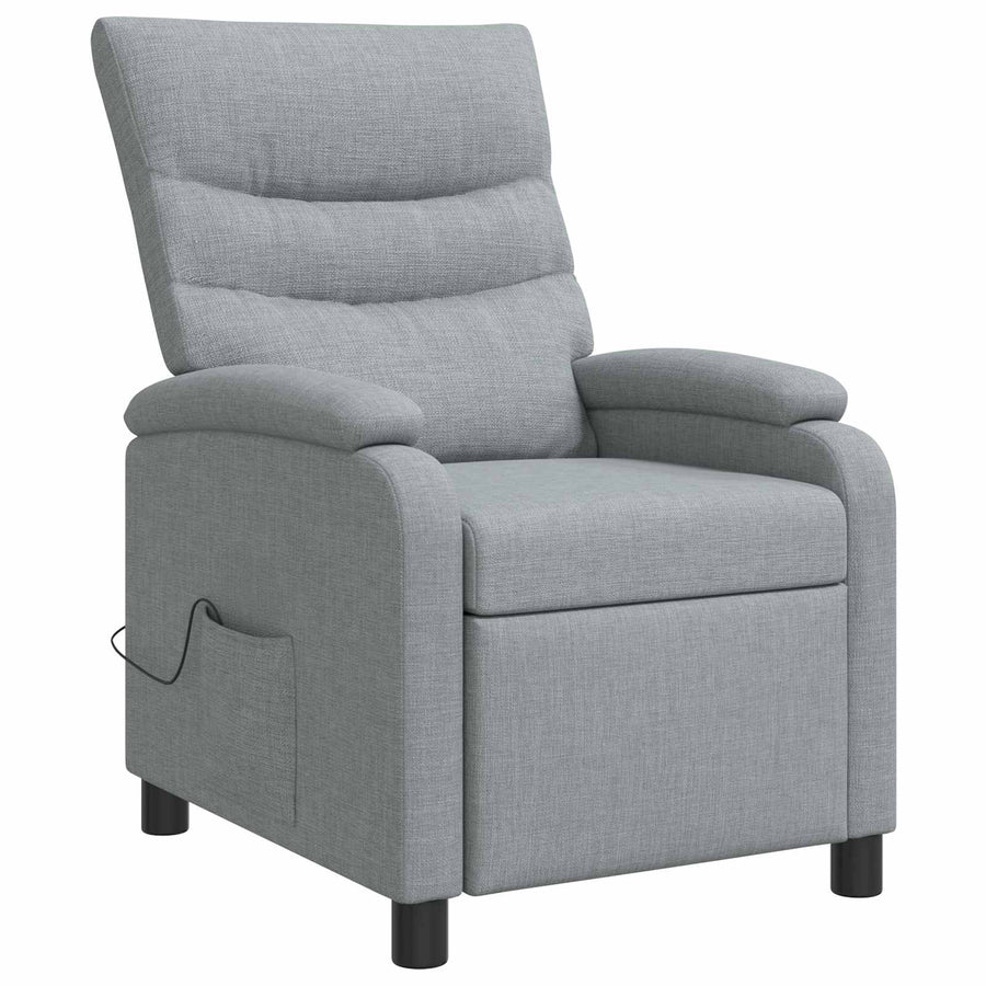 Massage Recliner Lichtgrijs Stof