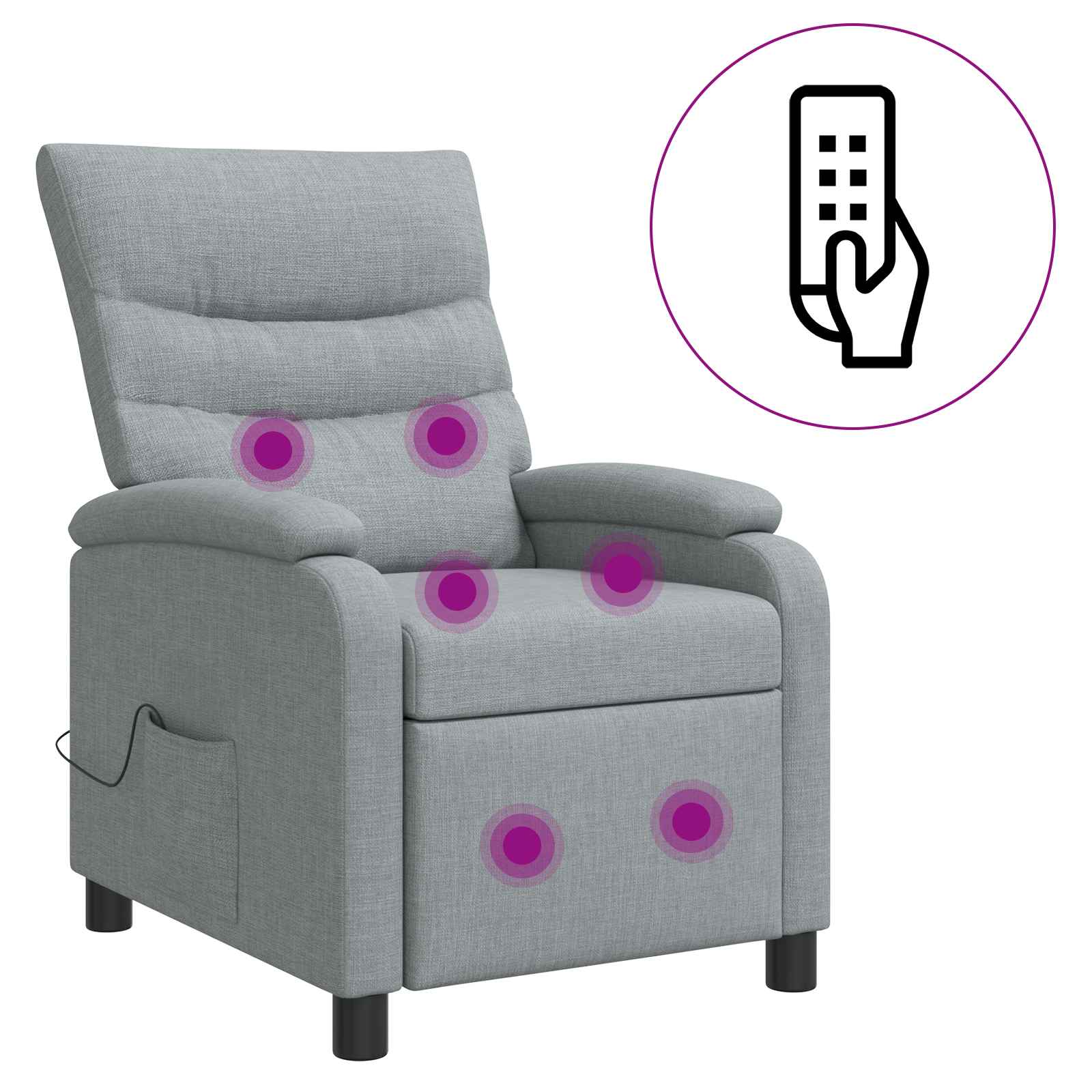 Massage Recliner Lichtgrijs Stof