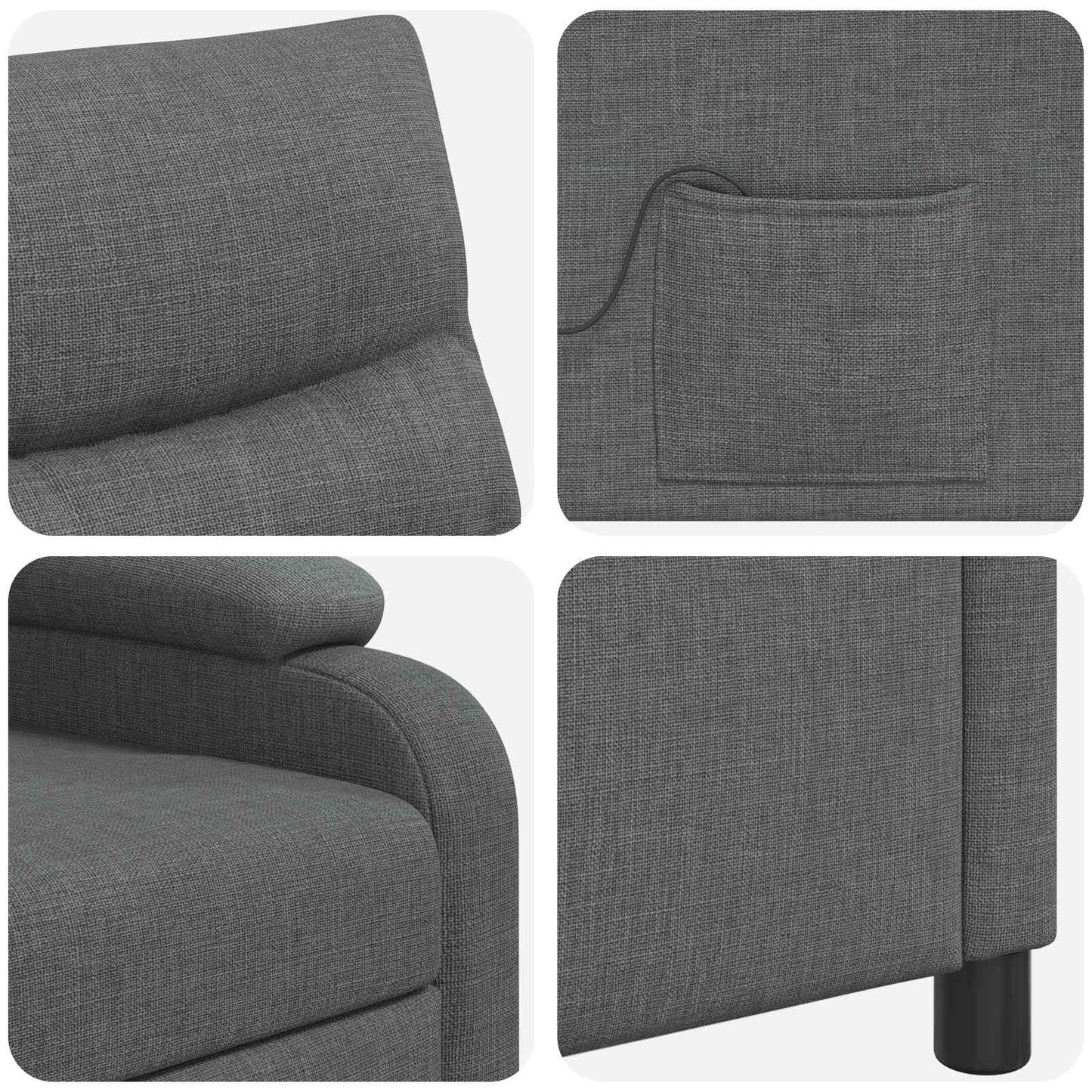 Massage Recliner Donkergrijs Stof