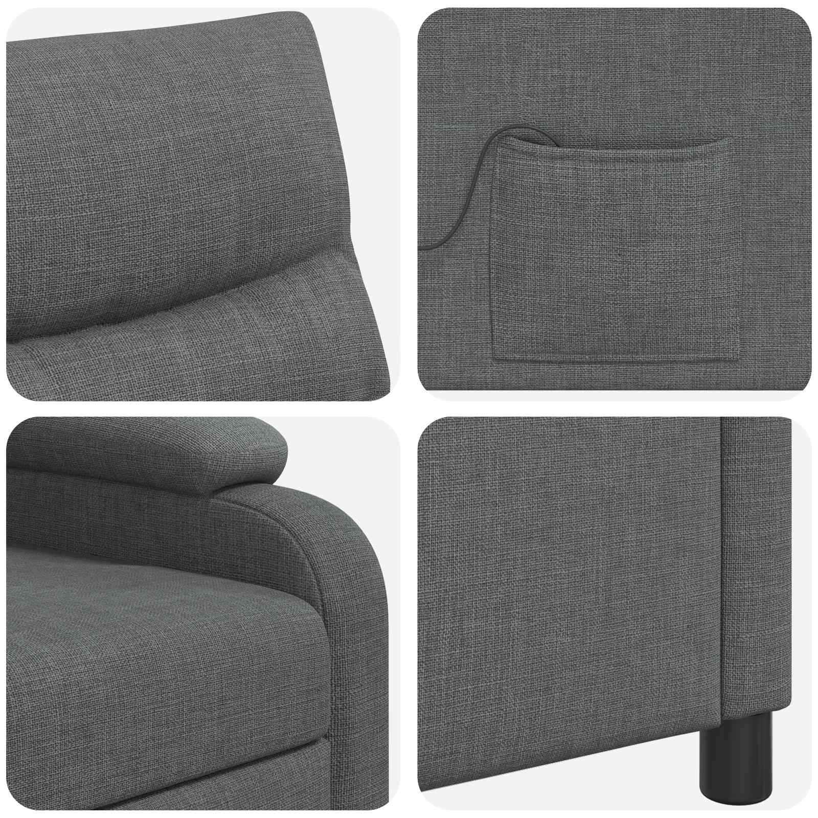 Massage Recliner Donkergrijs Stof